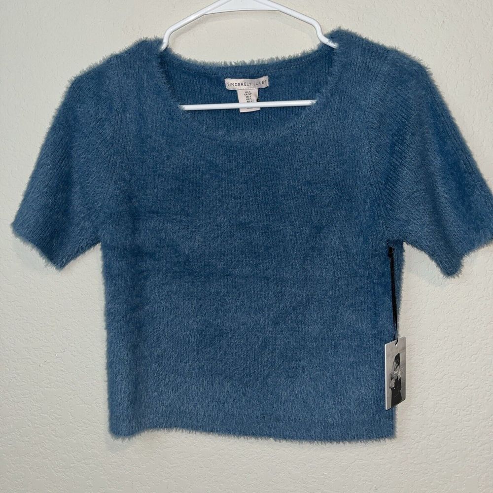 NWT Sincerely Jules Short Sleeve Sweater Size Small Blue Super Soft